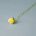 Handmade crochet yellow rose flower with green stem, detailed view of knitted craft bouquet. - Light Yellow
