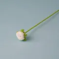 Handmade crochet white rose flower single knitted wool stem for home decor and gifts - White