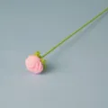 Handmade crochet pink rose flower detail, exquisite knitted floral stem for home decor. - Light Pink