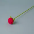 Handmade crochet rose stem detail, knit flower decoration for home decor and romantic gifts - Red