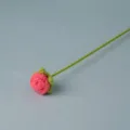 Handmade crochet pink rose flower single stem knitted artificial flower for sweet gift - Rose Red