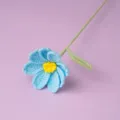 Handmade crochet blue flower knitted botanical gift home decor craft single stem piece - Blue