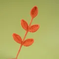 Handgemaakte gehaakte tak met 5 bladeren wol gewoven kunstplant voor boeket DIY decor - Oranje