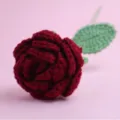 Handgemachte gehäkelte rote Rose Blume Wolle Strick Geschenk Hochzeit Valentinstag - Burgunderrot