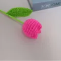 Handmade crochet wool tulip flower, pink knit floral gift for home decor and desktop ornament. - Rose Red