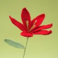 Handmade crochet red lily flower detail shot, perfect gift for mothers, girlfriends and friends. - Red