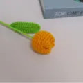 Handmade crochet yellow tulip flower artificial knitted flower for home decor gift - Turmeric
