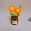 Fleur en pot au crochet faite à la main marguerite mignonne plante de soutien. - Orange
