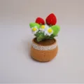 Handmade crochet strawberry potted plant, wool knitted artificial flower pot home gift decor. - Strawberry Potted Plant