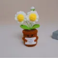 Jolie plante en pot de marguerite au crochet fait main cadeau soutien émotionnel déco - Blanc