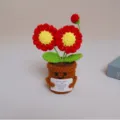 Fleur en pot crochetee a la main plante tricotee decoration cadeau mignon doux - Rouge