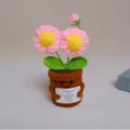Fleur de marguerite rose en pot au crochet mignonne plante de soutien émotionnel - Rose