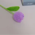 Handmade crochet purple tulip artificial flower, cute knitted home decor gift for teachers. - Light Purple