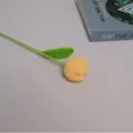Handmade crochet yarn tulip flower yellow artificial knitted flower for home decoration gift - Yellow