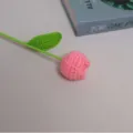 Handmade crochet pink tulip flower finished knitted floral home decoration gift item - Rose Pink