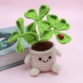 Plante en pot trèfle à quatre feuilles au crochet jolie décoration de bureau - Vert