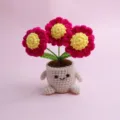 Plante en pot marguerite en crochet décoration de bureau mignonne cadeau idéal étude - Rouge