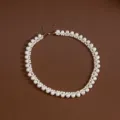 Verlaufs-Süßwasserperlen-Halskette mit 14k vergoldeten Zubehörteilen, elegante gewebte Kette. - 38cm Mit Verschluss + 5cm Verlängerungskette