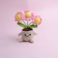 Plante en pot de marguerites au crochet fait main pot de fleurs tricoté mignon cadeau déco - Rose