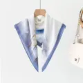Vintage artistic colorblock square silk scarf, breathable neckerchief for stylish women. - XPM-27