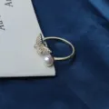 Verstellbarer offener Ring mit funkelndem Zirkon Schmetterling und edler weißer Perle. - Einstellbar Offen / R022 Schmetterling Stil