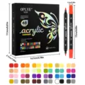 Detailed dimensions and 48-color palette of double-headed acrylic markers for DIY art - 24 Pens (48 Colors)
