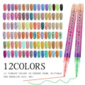 Nail art marker pen set detail showing vibrant colors, waterproof fast-drying doodle lines. - 12-Color Set