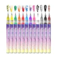 12-color nail art marker pens set with 0.5mm needle tip, waterproof acrylic quick-drying. - 12 Pieces/Set (Imported Metal Nib)