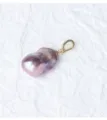 Ciondolo perla barocca d'acqua dolce naturale con chiusura amovibile in argento S925. - Ciondolo Solo (Senza Catena) (Chiusura in Argento Placcato Oro S925) / Larghezza 14-15mm Lunghezza 20-25mm
