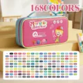 168 Colors Acrylic Marker Pens Set with Portable Storage Bag for Drawing and Art - 168 Colors in Cloth Bag