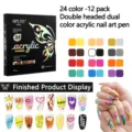 24 color 12 pack double headed dual color acrylic nail art pen DIY graffiti painting tool - 12 Pieces (24 Colors)