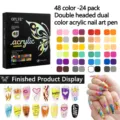 48 color dual-ended acrylic nail art pens set, perfect for DIY nail painting and crafting. - 24 Pieces (48 Colors)
