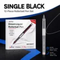 Set de 12 bolígrafos de gel negros con punta de aguja fina de 0.5 mm para escribir. - 0.5mm / Negro