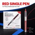 Set de 12 bolígrafos de gel con punta fina de 0,5 mm, diseño líquido para escritura fluida. - 0.5mm / Rojo