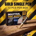 Gold industrial paint marker pen, 12 pcs per box, waterproof and quick-drying for metal wood. - Gold