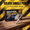 Silver Industrial Paint Marker Pen 12 Pcs Box Waterproof Quick Drying Metal Tire Repair Tool - Silver