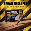Industrial paint marker brown single pen 12 pcs box waterproof touch up pen for metal wood - Brown