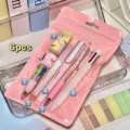 Set de papelería rosa bonito de 6 piezas con bolígrafos multicolores y goma para estudiantes. - Juego de 6 Piezas Rosas / Rosa