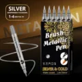 Σετ 12 Τεμ. Μεταλλικοί Μαρκαδόροι Πινέλου 1-4mm Υδατοδιαλυτοί για Καλλιτεχνικό Σχέδιο - Μαλακή μύτη ασήμι (τιμή ανά τεμάχιο)