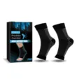 HOUKEA ankle support compression socks with breathable fabric and anti-slip grip for daily wear. - Black