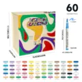 Set 60 Akrilika Markor Stilo Ygris Vafis gia Techni Zografiki Schedio DIY Art 1-5mm - Σετ 60 Χρωμάτων