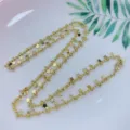 Gold star beaded chain necklace, minimalist clavicle chain accessory for trendy women detail. - Chain Only (Without Pendant) / 45cm / Gold