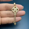 Goldener vierblättriger Kleeblatt Schlüssel Strass Anhänger für DIY Schmuck Halskette. - Kleeblatt Schlüsselanhänger (3311)
