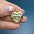 Mother's Day gold heart MOM pendant DIY charm fashion jewelry accessory for women - Gold