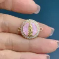 Ciondolo connettore conchiglia zircone Guadalupe dorato cristallo rosa accessori gioielli DIY - Connettore a Doppio Foro / Rosa