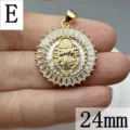 Pendentif Religieux Plaqué Or 24mm Zircone Nacre Collier pour Femme Bijouterie - Pendentif Figure Religieuse