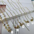 18k vergoldete Halsketten Set mit Boxkette O-Kette und Perlenkette für Damen Schmuck. - Weiße Basis Kette / Gold