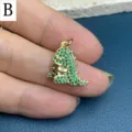 Goldener Mikro-Zirkonia-Dinosaurier-Anhänger Mode DIY Schmuck Zubehör für Halskette Ohrringe - Grüner Zirkonia Dinosaurier / Buchstabe B