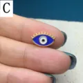 Ciondolo malocchio occhio di cavallo, smalto blu bianco placcato oro accessorio gioielli. - 14*8.5mm / Blu
