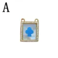 Schicker vergoldeter rechteckiger Anhänger mit Perlmutt und blauem Kleeblatt für DIY Kette. - Stil A